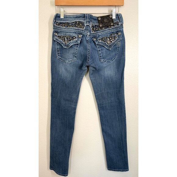 Miss Me Womens Skinny Jeans Size 29 Embellished Pockets Distressed Denim y2K‎ - Picture 1 of 16
